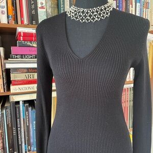 Sisley Made in Italy Black Ribbed Knitwear Size XS